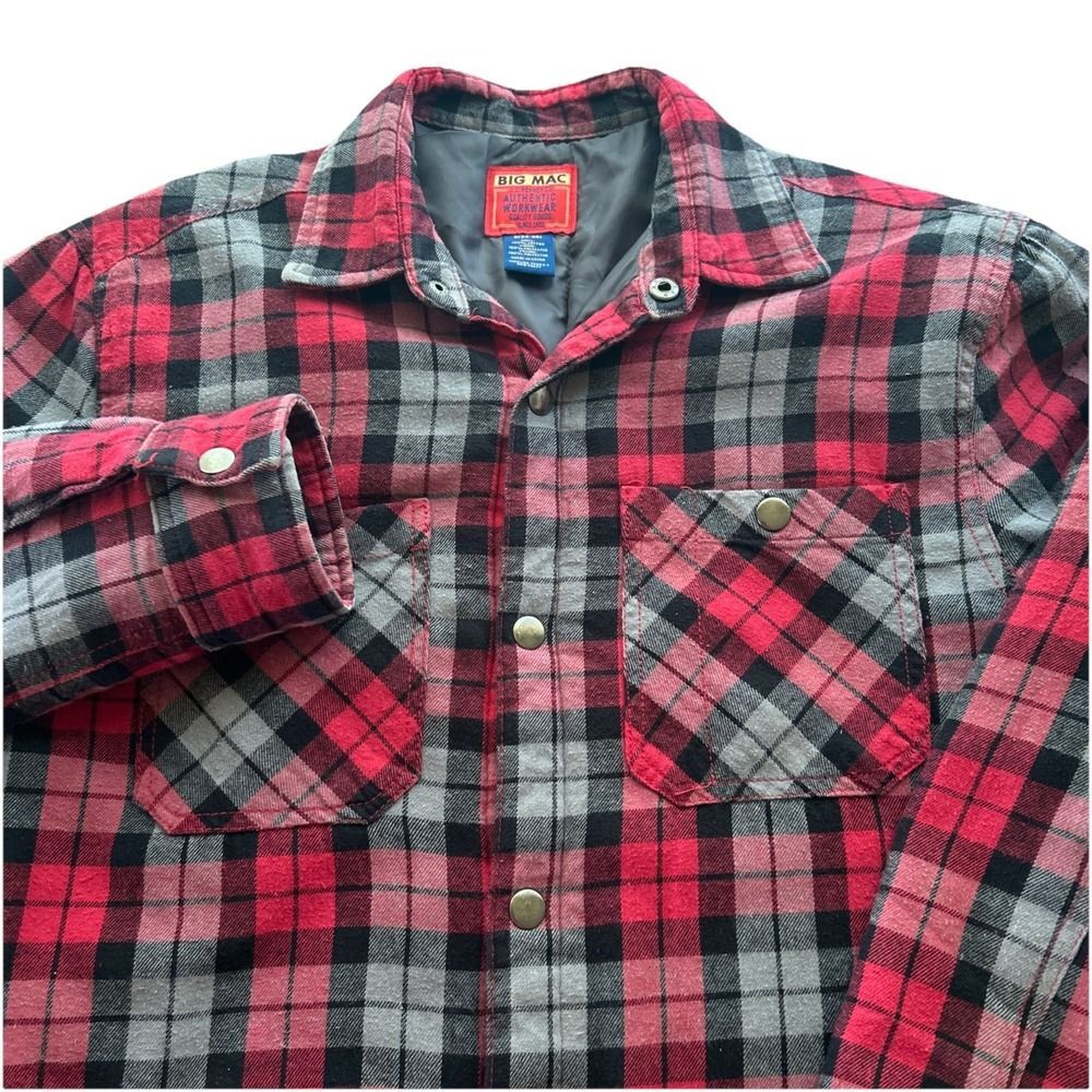 Vintage JC Penny Big Mac Men's‎ Small Red Plaid Insulated Flannel Workwear Read